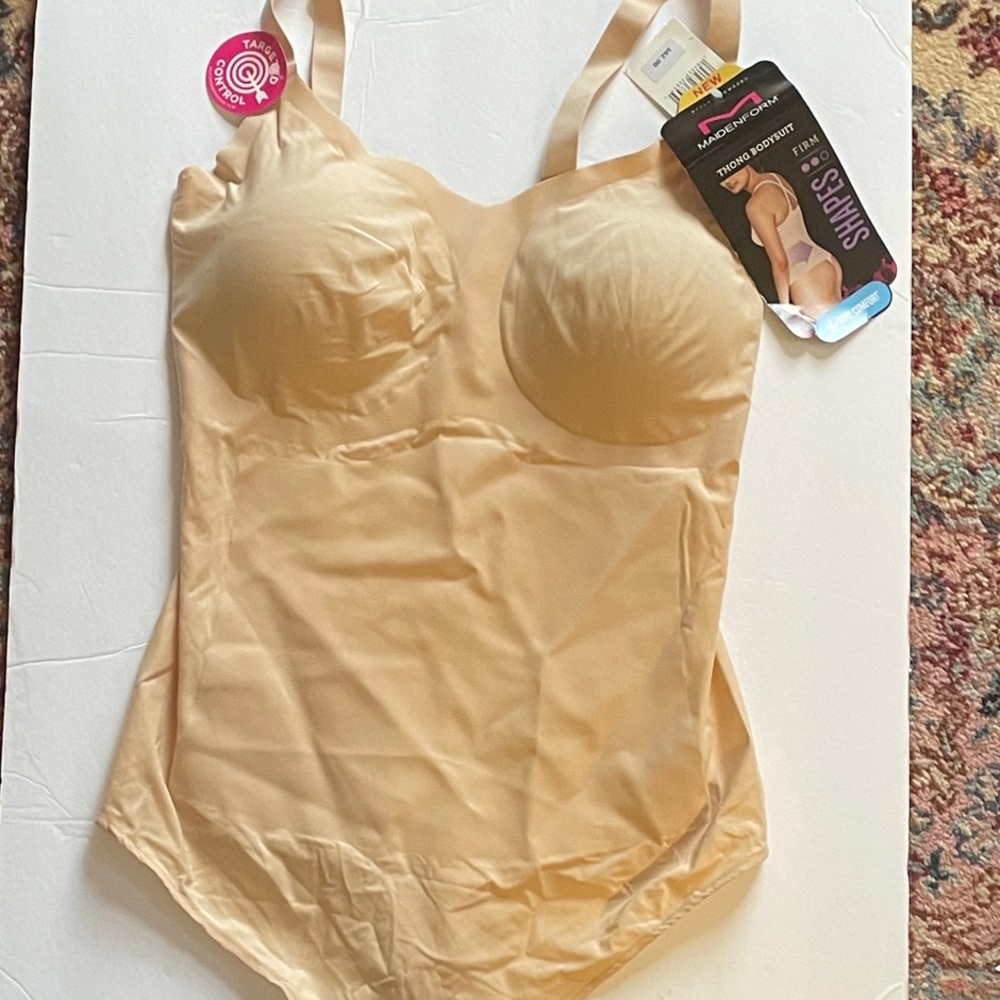 Maidenform Women's Tan Shapewear Thong Bodysuit-Firm